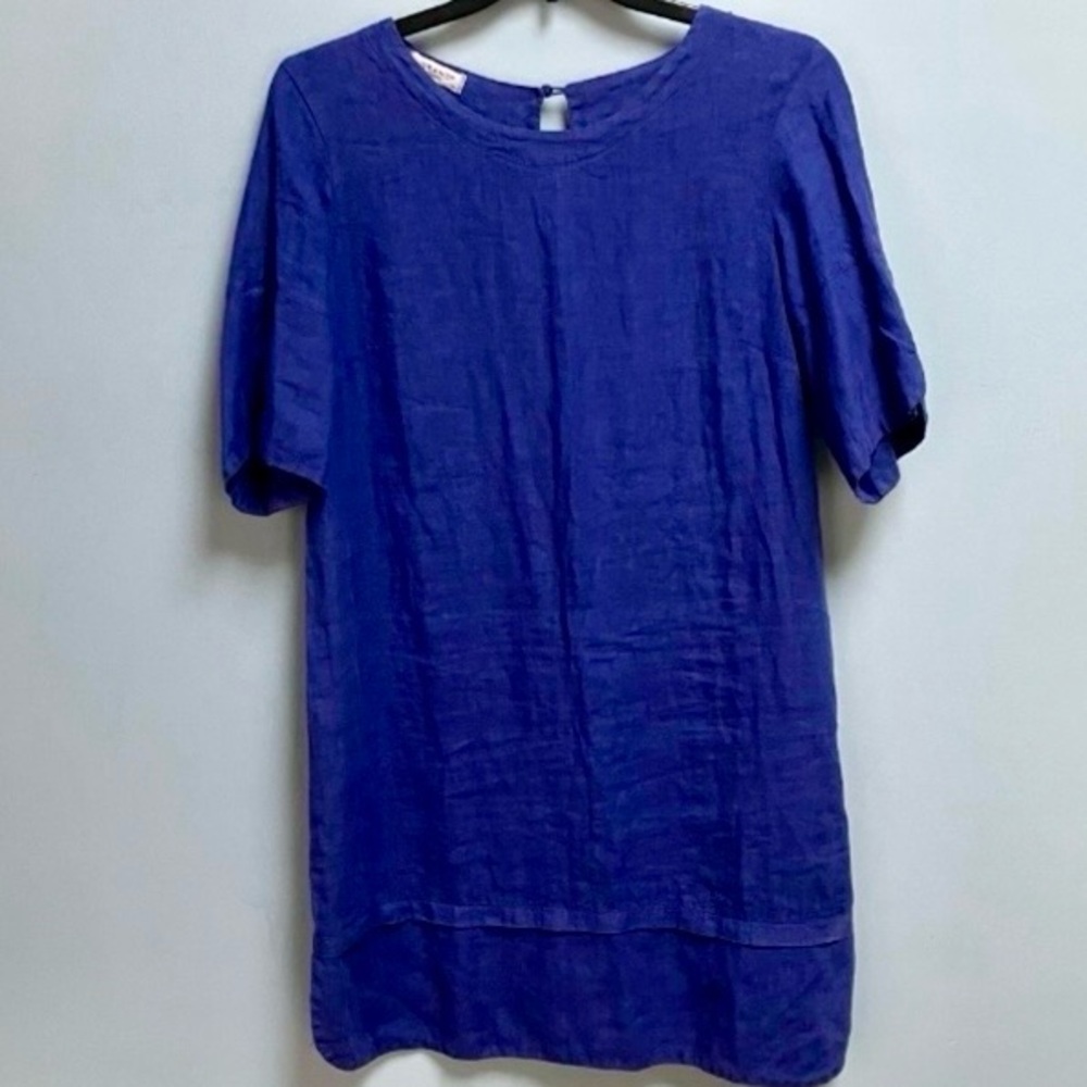 Classic Short-Sleeve Shift Dress in Cobalt Blue